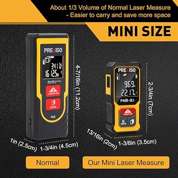 PREXISO Multi Surface Laser Level LED Light Vial, 30Ft Horizontal and Vertical Line Laser & PREXISO 135Ft Rechargeable Mini Laser Measurement Tool