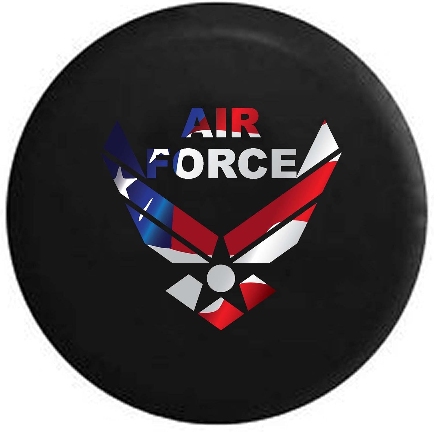 Pike Flag - USAF Air Force Military Trailer RV Spare Tire Cover Black 27.5 in