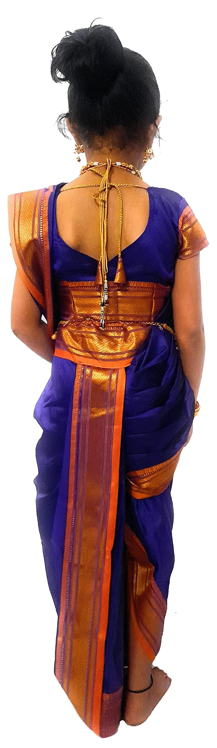 Luster Girl's Belgaon Silk Navwari Saree (Z023_Blue) 1