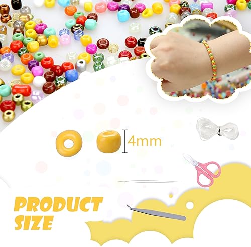 Miniatura 3 de Efivs Arts Juego de 6720 cuentas de semillas de 0.157 pulgadas para hacer joyas, 60 48 colores, cuentas de pulsera de cuentas de poni, cuentas de