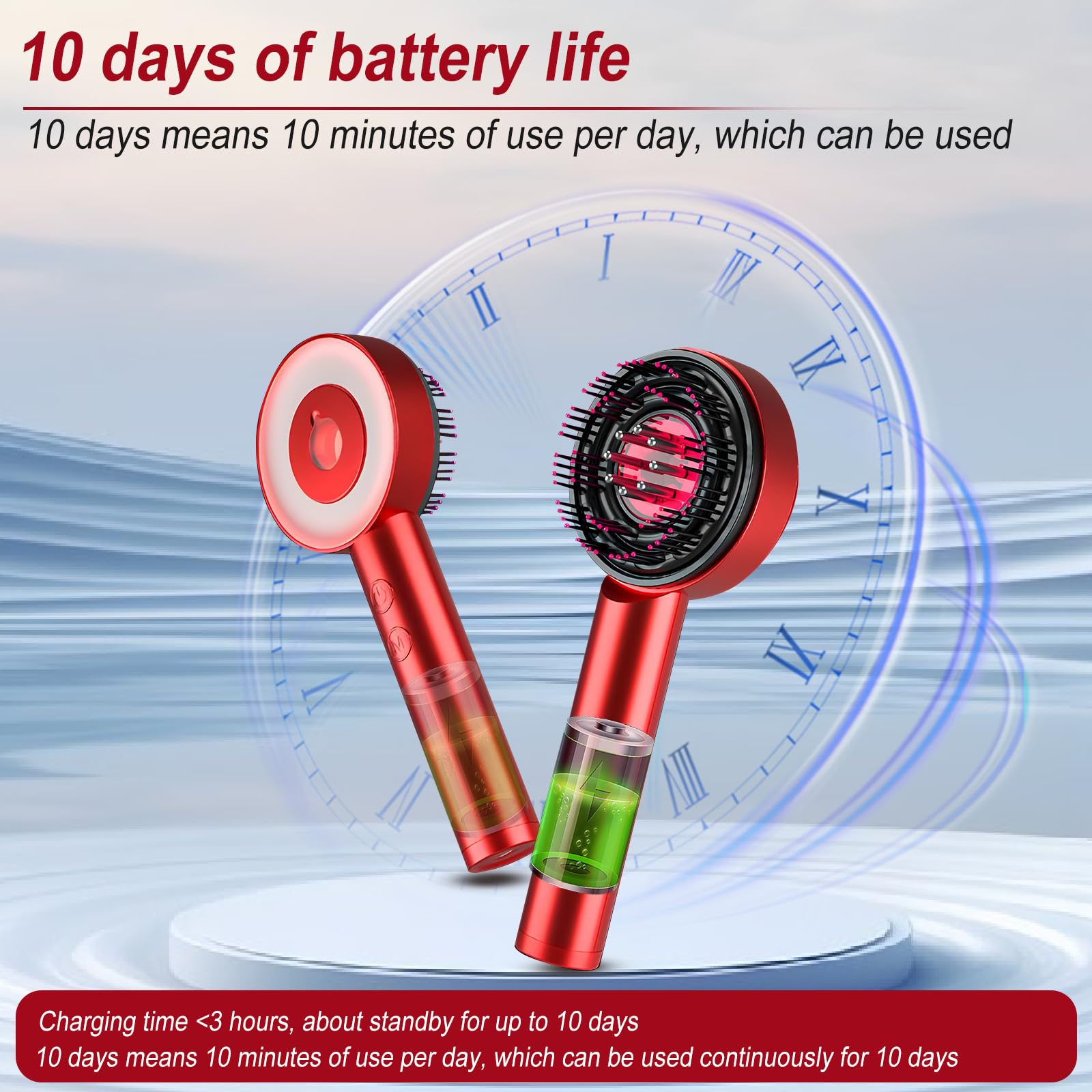 Cepillo de masaje para cuero cabelludo, onda de luz roja y azul, masajeador eléctrico multiusos con 3 modos de masaje, peine de masaje para el cuero cabelludo, aplicador de aceite para el cabello,
