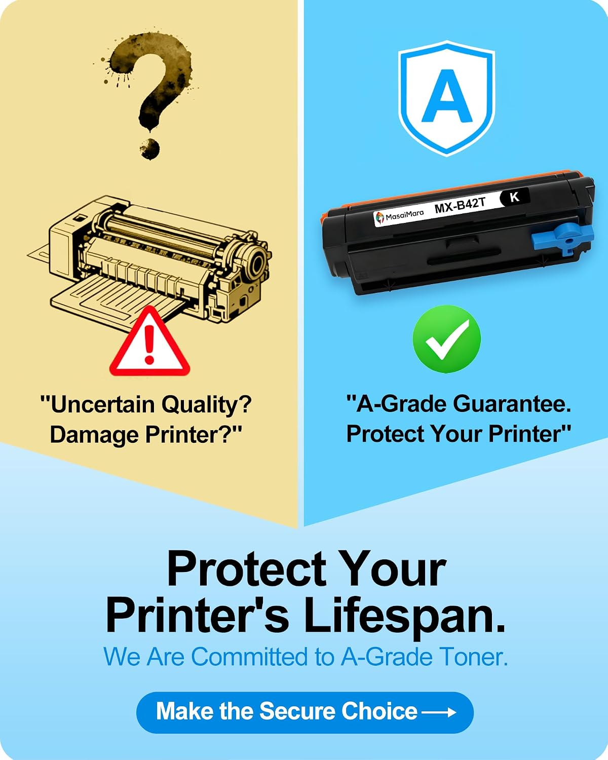 MasaiMara MX-B42T MXB42T with Chip 25B3430 High Capacity Compatible Toner Cartridge Replacement for Sharp MX-B427W MX-B427PW Printers (Black, 1-Pack)