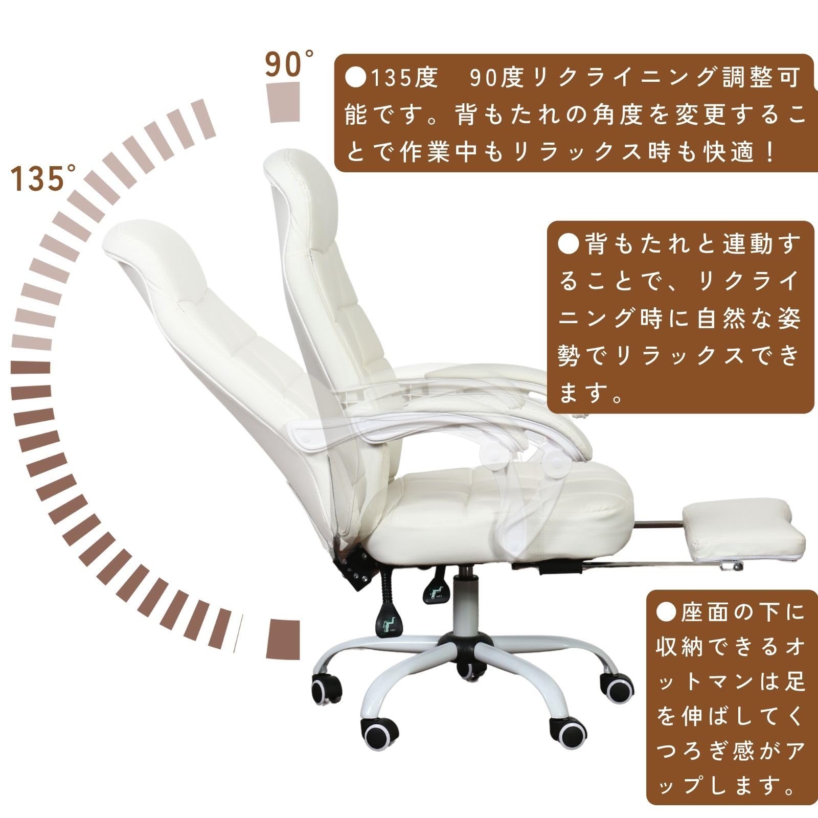 Amazon.co.jp: LEOVOL オフィスチェア 白 ゲーミングチェア ホワイト