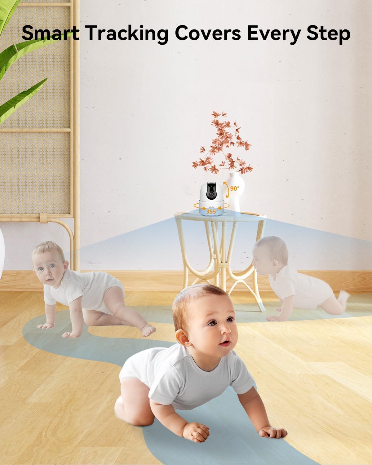 Imou 2.5K (4MP) Kameraövervakning WiFi Inomhus 360 ° Kamera Ansluten Smartphone Människodetektering AI Smart Spårningssiren Tvåvägsljud Privat läge Kompatibel Alexa för Baby/Husdjur