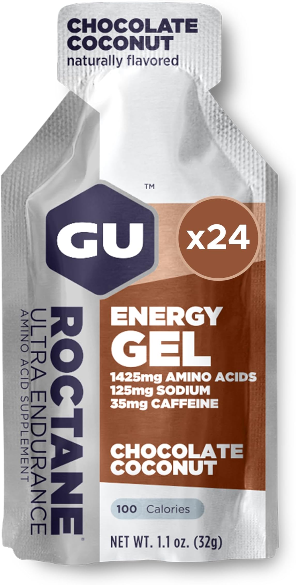 GEL Roctane Ultra Endurance 24-Count, Quick On-The-Go Fuel, Fast Acting Sports Nutrition for Running and Cycling, Chocolate Coconut