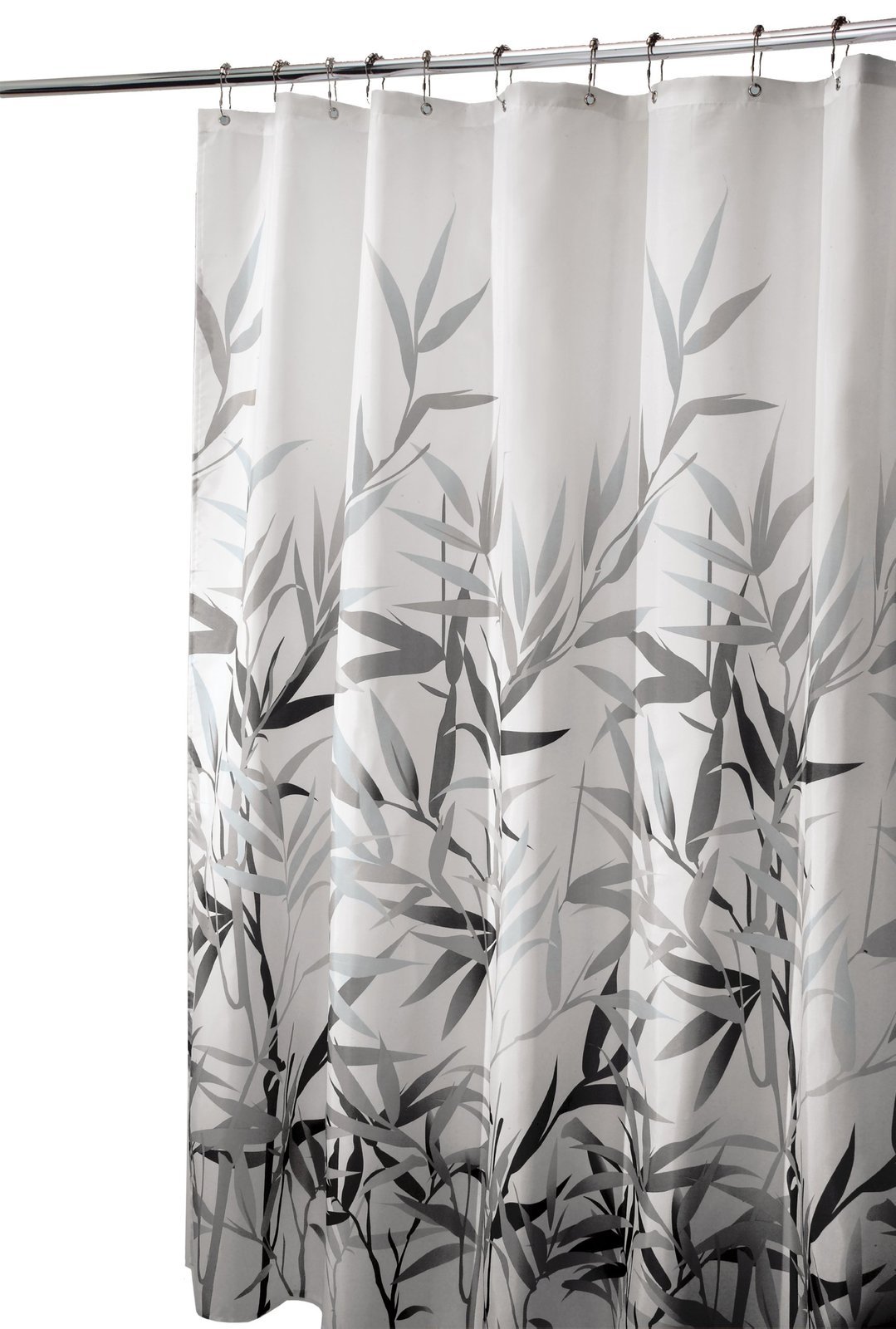 iDesign Anzu Cortina de ducha, Cortina de baño lavable a máquina de 183 x 183 cm, Cortinas con estampado floral para bañera o plato de ducha, Poliéster gris