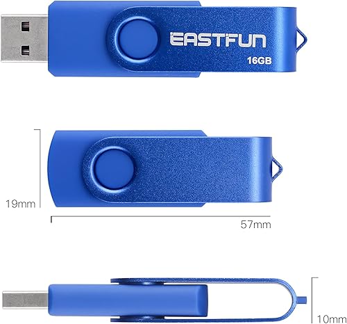 Miniatura 3 de EASTFUN 4 unidades de memoria USB 2.0 de 16 GB de memoria plegable de almacenamiento para pulgar, unidad de salto, unidad de cremallera, diseño
