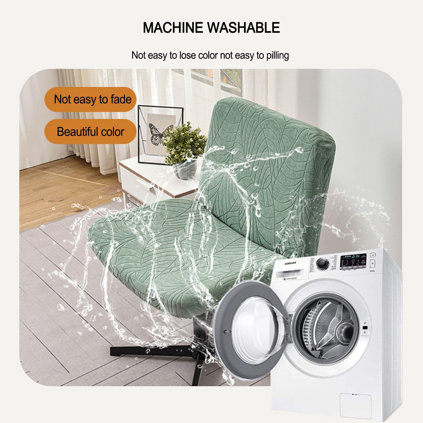 Coprisedia da ufficio per sedie girevoli, elastico, senza braccioli, design spazioso, ideale per soggiorno, camera da letto, sedie da trucco, elegante e protezione