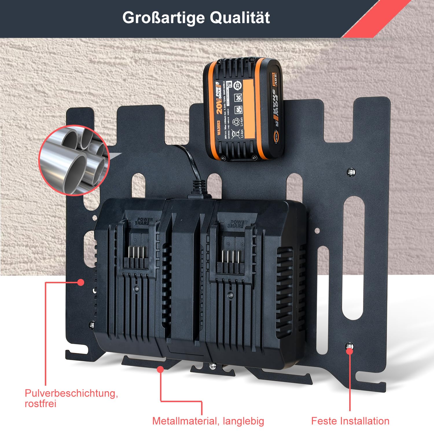 Werkplaats Garage Organisatie Easyhomie Wandhouder Voor Worx 20V Accu's En Laders – Handige Opbergoplossing Voor Je Garage Of Werkplaats Garage Opslag Voor Gereedschap