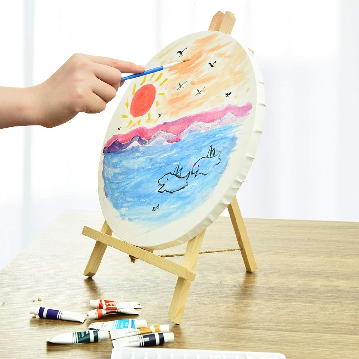 COYMOS Pre Stretched Canvas Primed Round Canvas Boards for Painting, Acrylic Pouring, Oil Paint & Artist Media - 12 x 12'' Stretched Canvas, Perfect for Painting The Planets (White Blank 2 Pack) : Arts, Crafts & Sewing