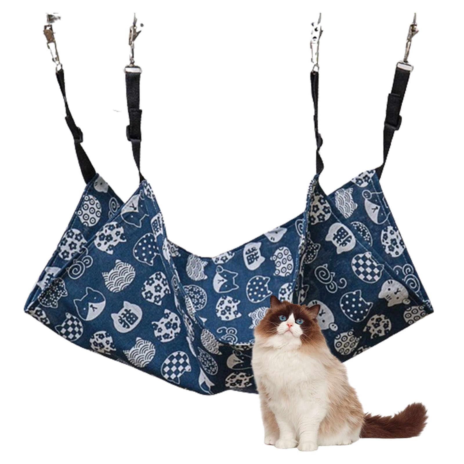 Haustierkäfig Hängematte,Hamaca Gato Transpirable,Hamaca Ajustable para Mascota,Cama para Mascotas de Doble Cara,Cama Colgante para Mascotas,Adecuado para Gatos,Perros,Conejos,Hámsteres Azul Tokaneit
