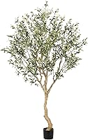 Realead 7FT Artificial Olive Tree - Realistic Faux Olive Tree with Lifelike Leaves & Natural Trunk for Indoor Home Decor