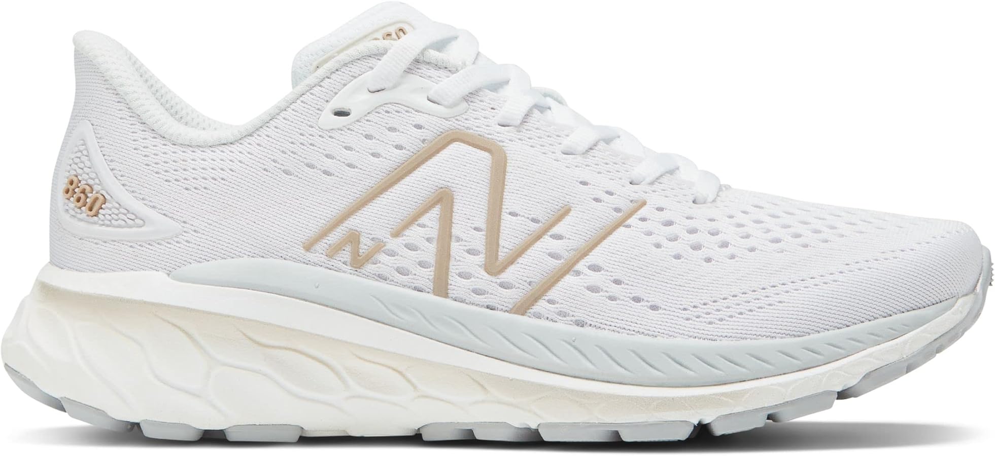 New Balance Womens Fresh Foam X 860 V13, White/Light Aluminum