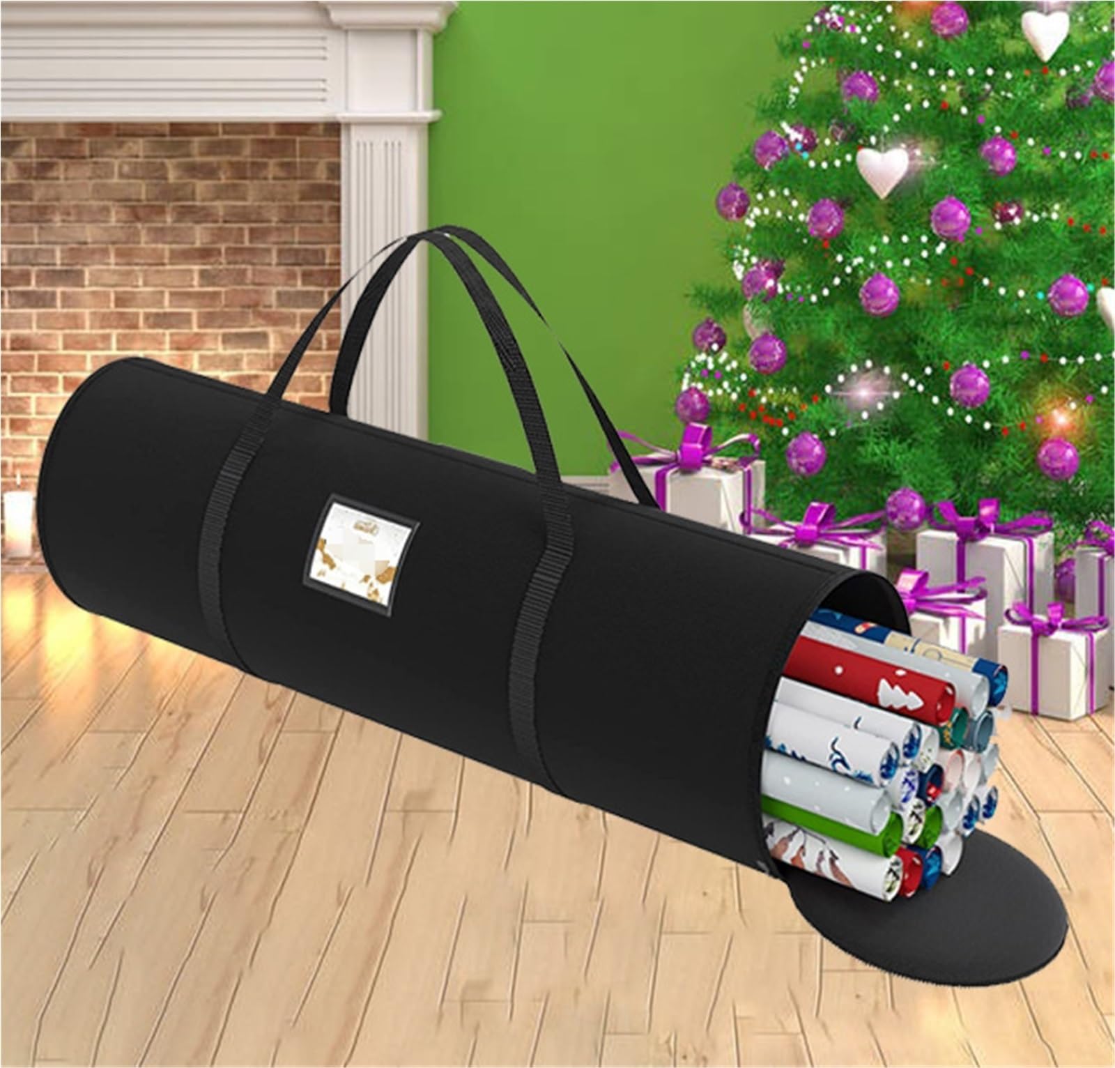 Sac Sapin Sac De Rangement Décorations Noël avec Poignée Et Fermeture Éclair, Cylindrique À Main Rangement Noël