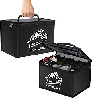 Yowoo Lipo Safe Bag, Fireproof Explosionproof LiPo Battery Bag, Large Space Highly Sturdy Double Zipper Lipo Battery Guard for Lipo Battery Storage and Charging (10.63x6.69x6.69 inch)