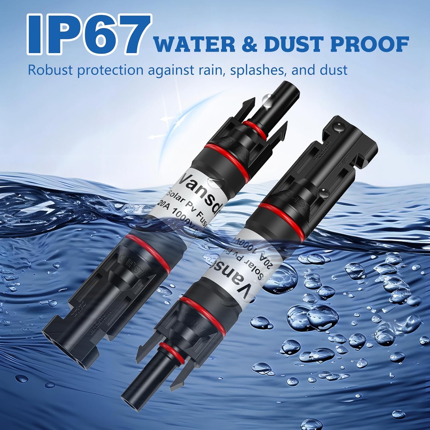 20A Solar Fuse Holder Inline,Male and Female Connector for Solar Panel and Solar Controller,Waterproof Solar Panel Fuse, 5PCS