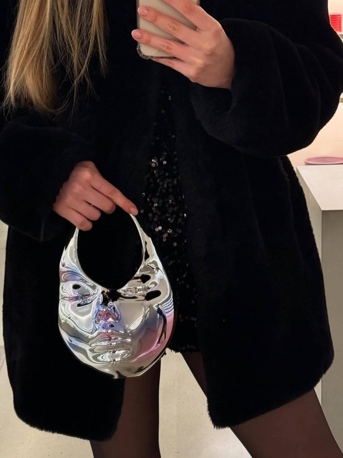 JW PEI Women's Lillian Face Crescent Top Handle Bag - Silver - Image 2