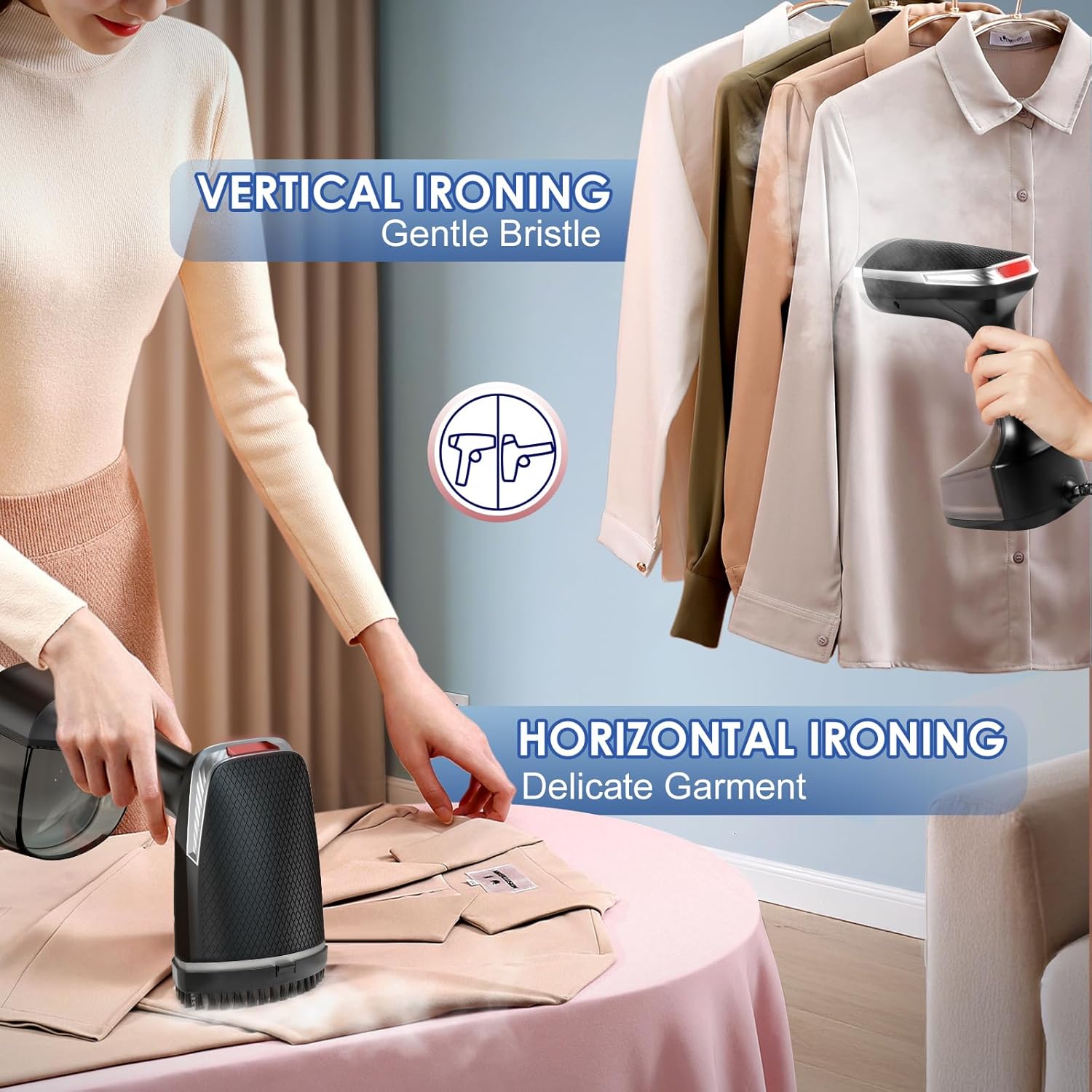 Steamer for Clothes, 1600W Handheld Clothes Steamer with 300ml Tank, 10S Ultra-Fast Heat-up Portable Garment Steamer Ideal for All Fabrics, Strong Penetrating Steam Wrinkle Remover for Home, Travel