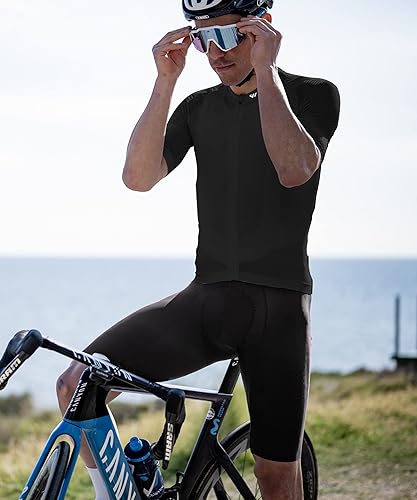 Miniatura 6 de Lo.gas Maillot de ciclismo para hombre, manga corta, cremallera completa con bolsillos, ropa de bicicleta transpirable de secado rápido