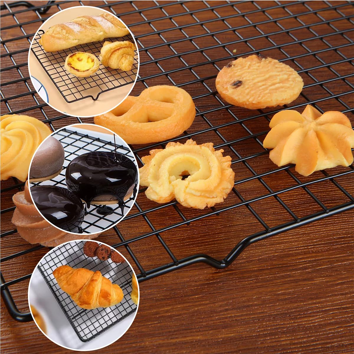 Set di 2 Griglie di Raffreddamento per Torte antiaderenti - Vassoio di Raffreddamento Versatile per cuocere, Raffreddare Torte, arrostire e Altro Ancora