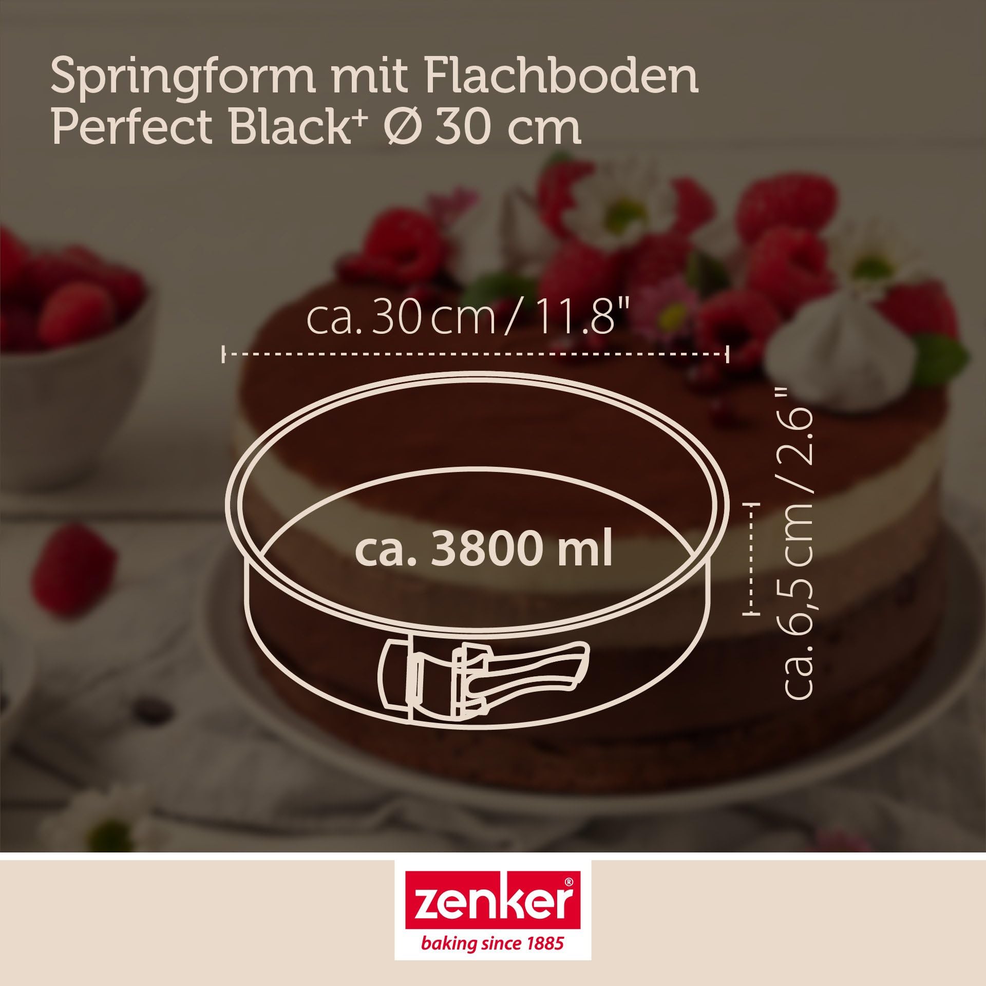 Zenker Perfect Black tortownica z płaskim dnem, Ø 24 cm, wysokiej jakości forma do pieczenia z blachy stalowej, powłoka nieprzywierająca, odporność na wysokie temperatury: +230°C, Made in Germany
