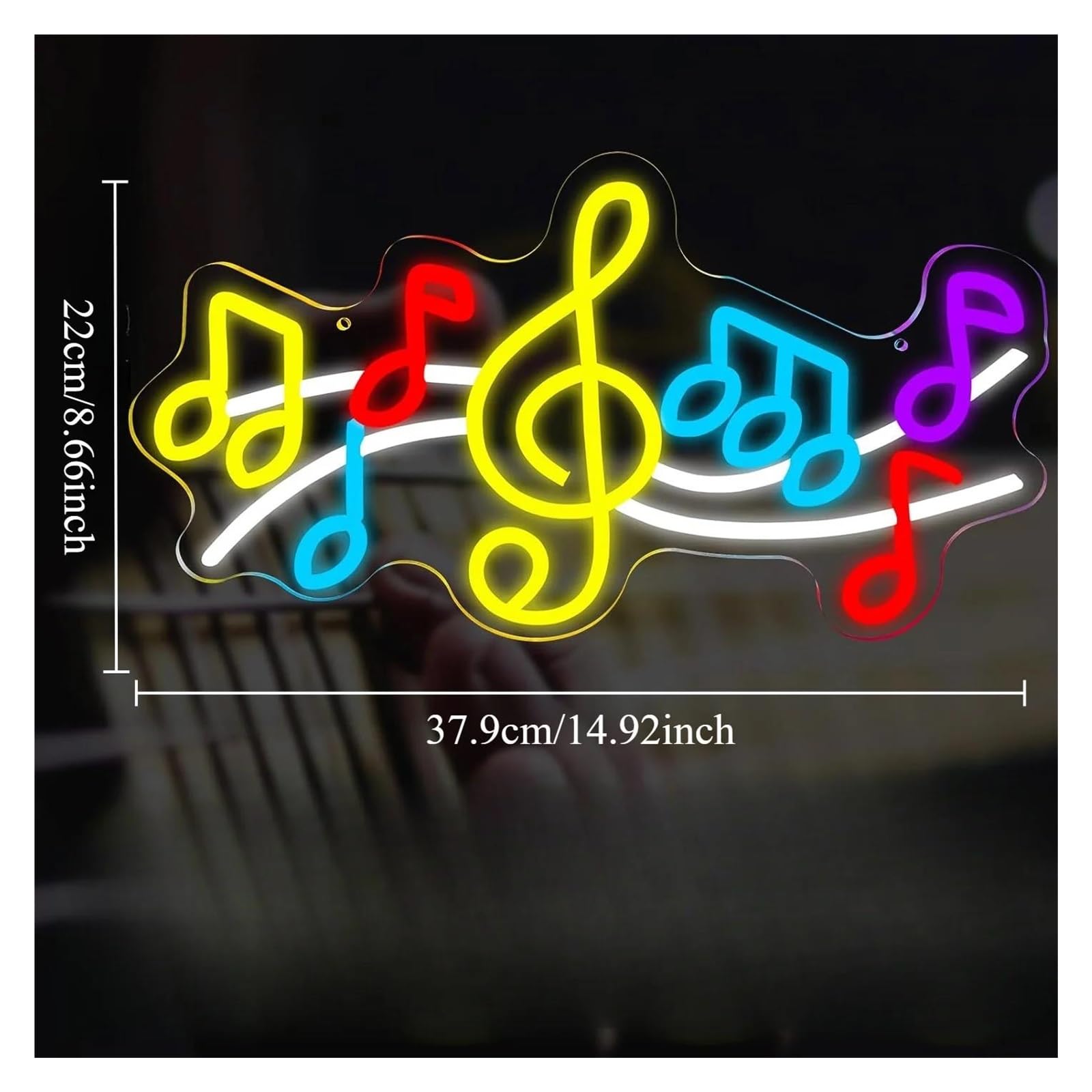 XENITE Luci al Neon Da Parete Insegna Al Neon Con Note Musicali, Alimentata Tramite USB, Adatta Per Bar, Caffè, Negozi, Decorazioni Per Feste 22cmx37.9cm