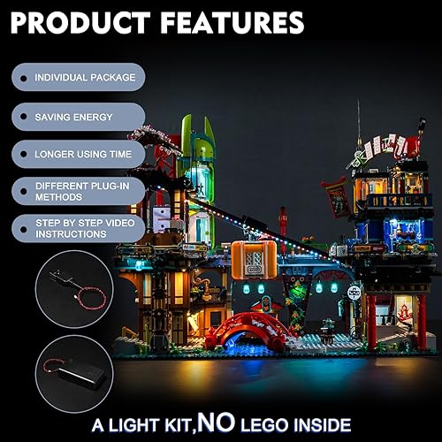 Miniatura 4 de BrickBling Kit de luces LED para Lego Ninjago City Markets, iluminación creativa compatible con Lego 71799-Sin modelo, solo luces