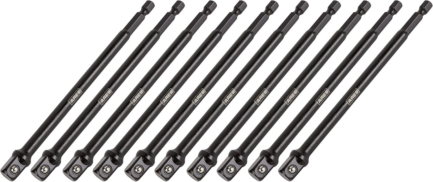 ARES 70388-10-Piece 3/8-Inch Drive 6-Inch Impact Grade Socket Adapter Set - Extensions Turn Power Drill into High Speed Nut Driver