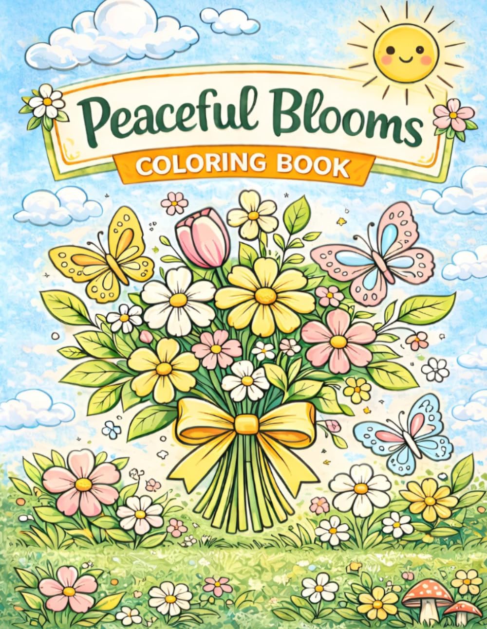 Peaceful Blooms: Flower and Nature Coloring Book with 50 pages