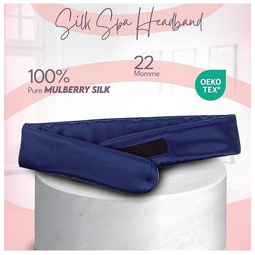 Miniatura 2 de Celestial Silk Diadema de spa 100% seda de morera ajustable para mujeres, uso para lavar la cara, cuidado de la piel, maquillaje - Banda de belleza