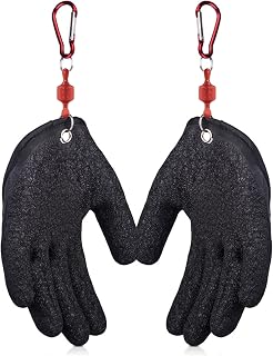 TAIZER Guantes de pesca impermeables antideslizantes resistentes a mordeduras con cierre magnético para pescadores adultos unisex negro