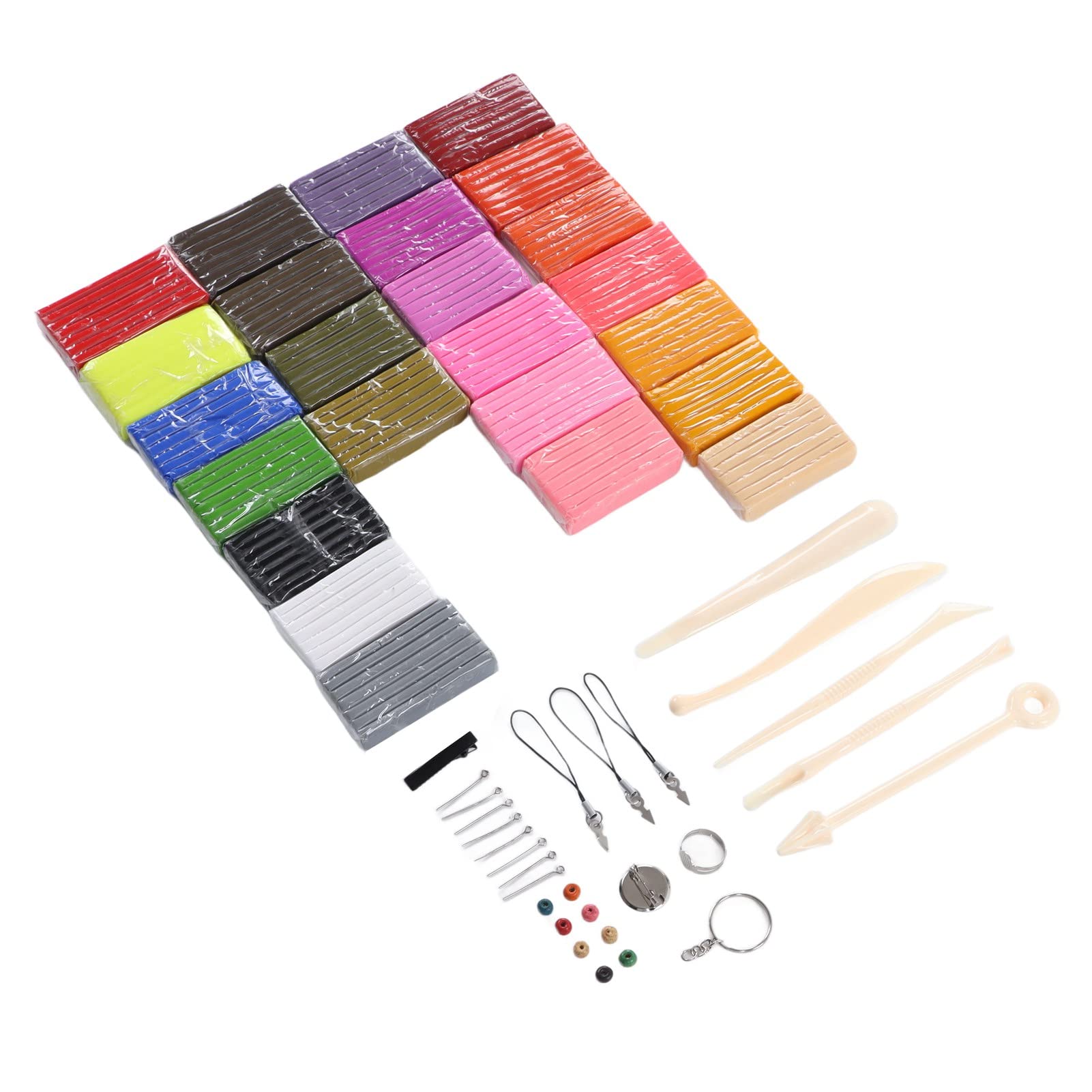 Cryfokt Polymer-Ton-Set, 24 Farben, Niedriger Temperatur, Weicher, Ungiftiger Ton für ab 3 Jahren, Zum Selbermachen, Handgefertigtes Bildhauen, Modellieren, mit Aufbewahrungsbox und Werkzeugen