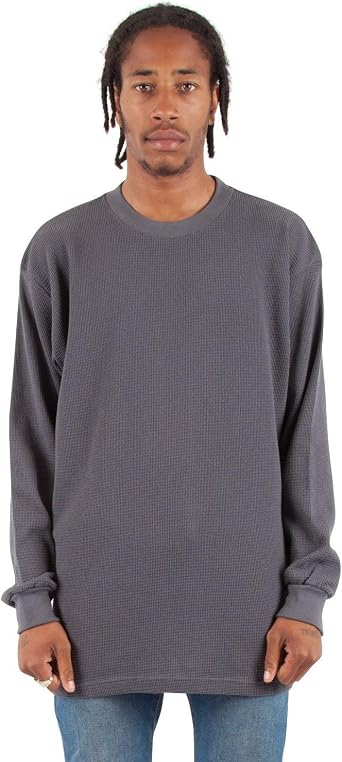 Shaka Wear Mens Knit Sweater - Heavyweight Waffle Thermal T Shirt Long Sleeve Crewneck Knitted Top Regular Big Size XS-5XL