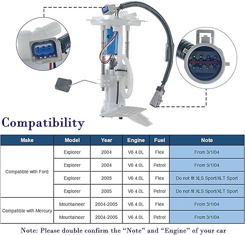 Miniatura 2 de Conjunto de bomba de combustible para Ford Explorer Mercury Mountaineer 2004-2005 V6 4.0L