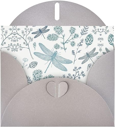 MQGMZ Tarjetas de felicitación de vacaciones con estampado de flores de libélula en blanco con sobres para todas las ocasiones cumpleaños