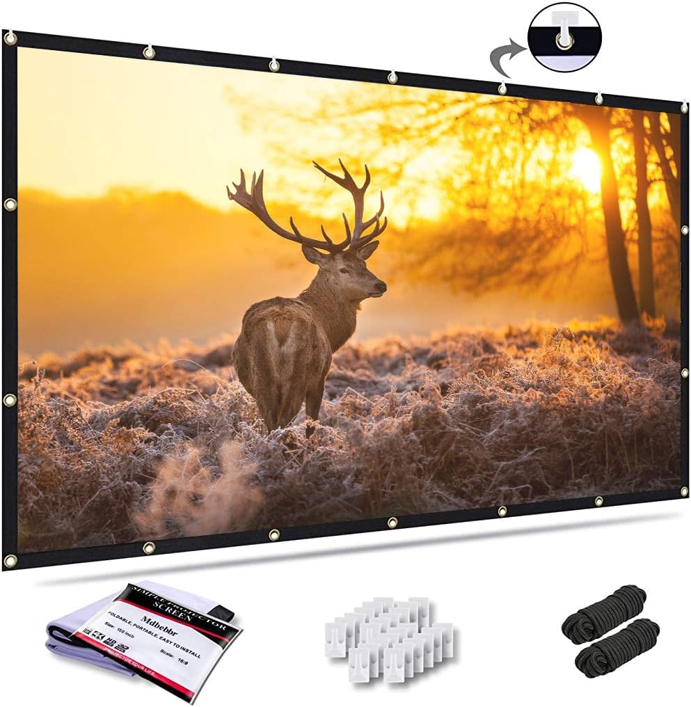 Projector Screen 120 inch 16:9 HD Foldable Anti-Crease Portable Projector Movies Screen Support Double-Sided Projection for Home Theater Outdoor Indoor，Office use