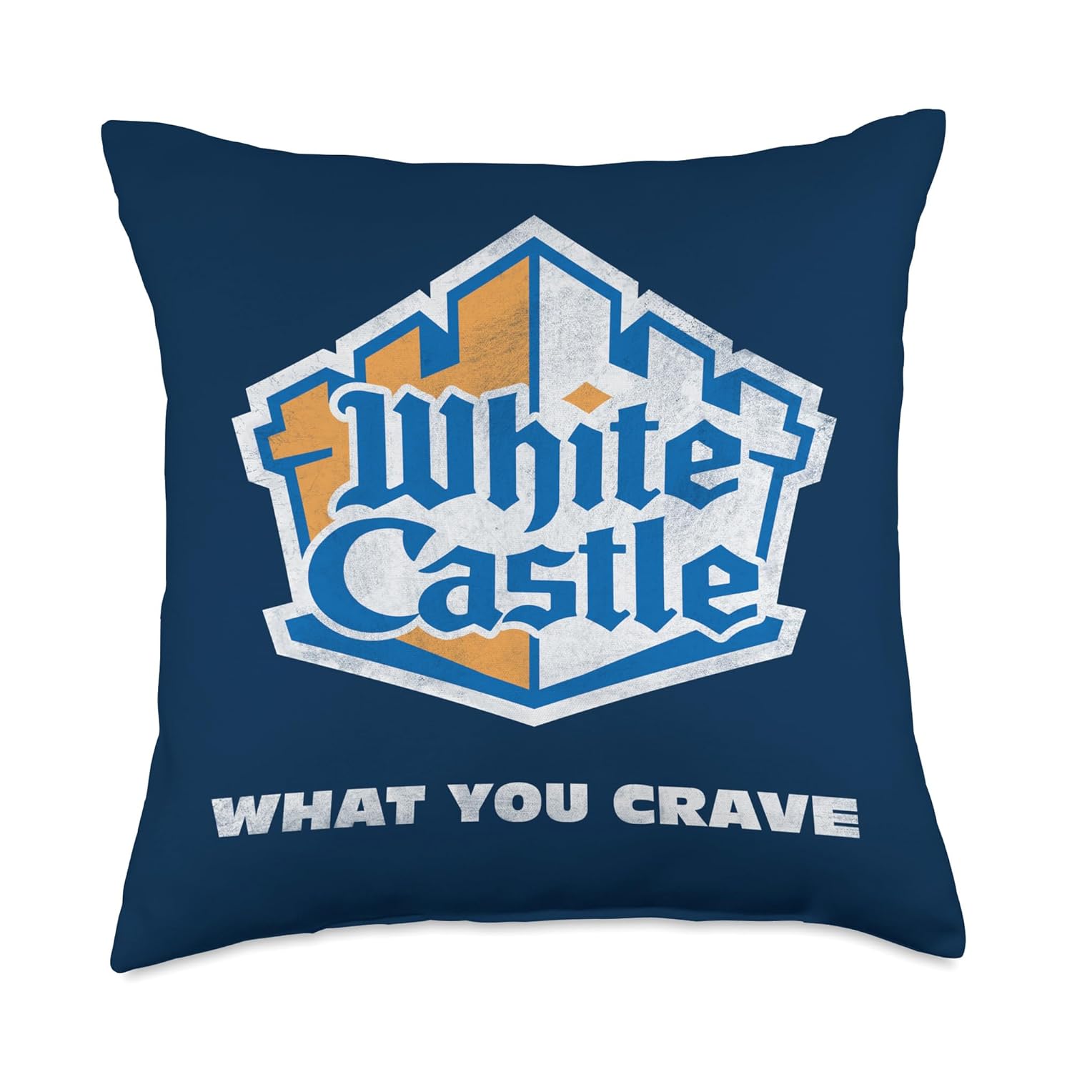 White Castle Distressed Logo Throw Pillow 18x18 Multicolor