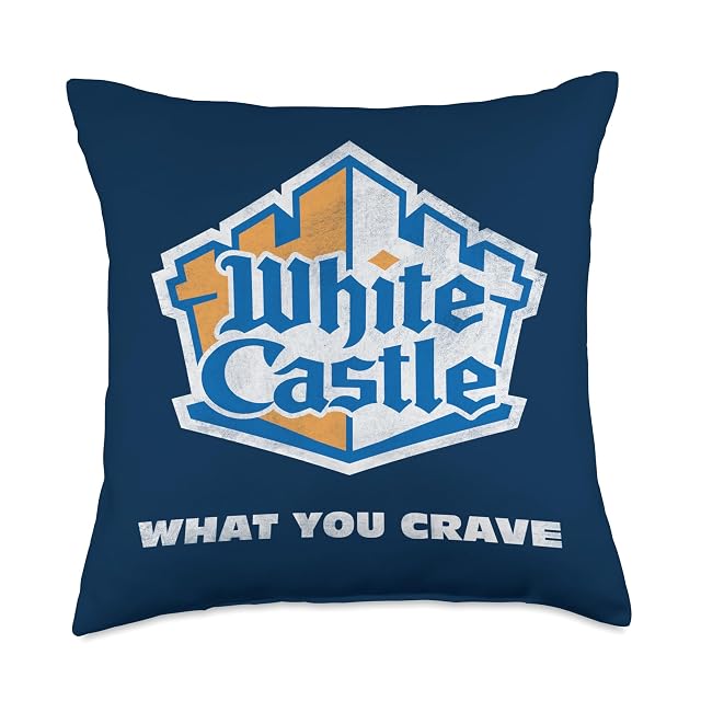 White Castle Distressed Logo Throw Pillow 18x18 Multicolor