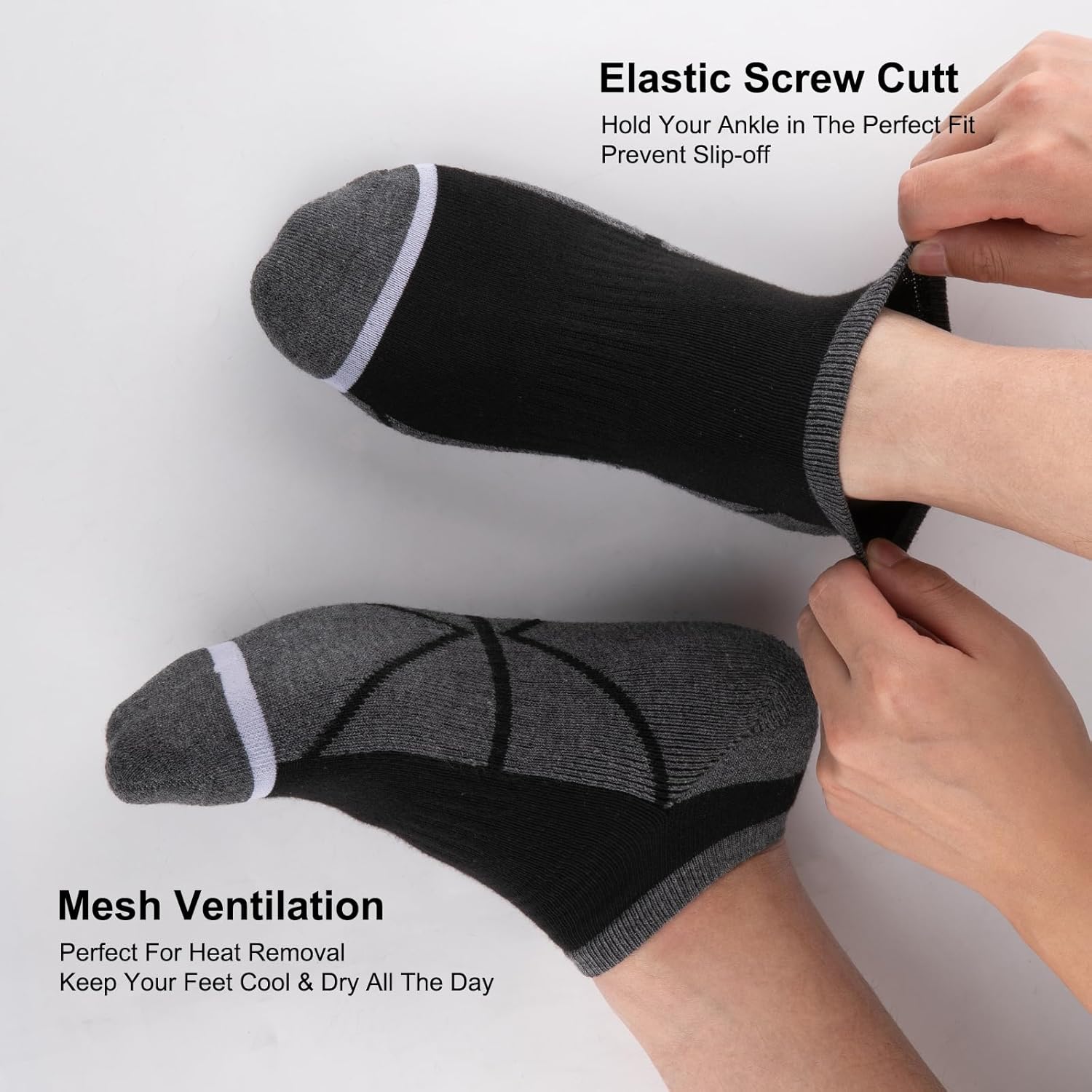 COOVAN 12 Pack Mens Ankle Socks Cushioned Running Sport Socks Breathable Anti-Blister Low Cut Athletic Socks - Image 2