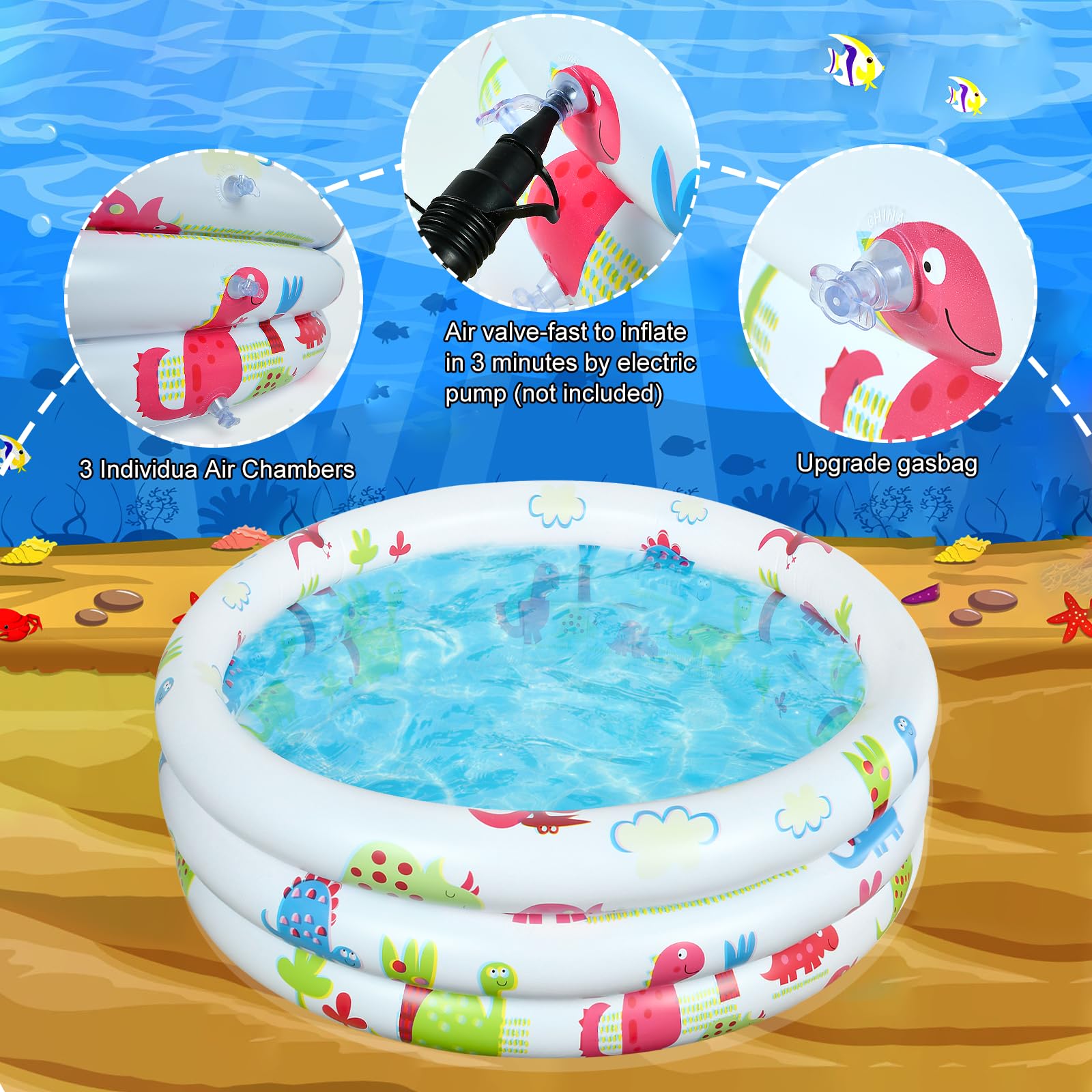 Piscina gonfiabile per bambini, Ø 90 x 22 cm, piscina per bambini, piscina rotonda, piscina per bambini per giardini/esterni/spiagge
