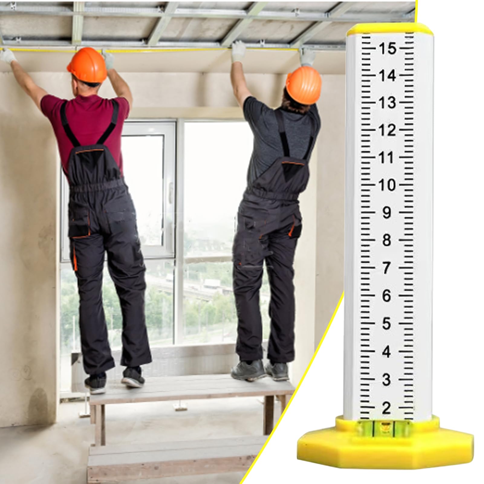 Strumento di livellamento – di bilanciamento del soffitto | Con misuratore magnetico & righello di precisione 'altezza doppio uso per giardinaggio, pareti, pavimento, garage, casa