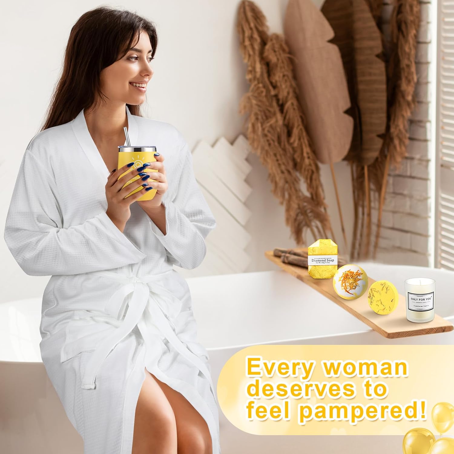 Nuogo 13 Pcs Birthday Gifts for Women Spa Basket Set for Women Mother's Day Gifts Mirrors Socks Steamers Jewelry Case Bath Robe Mom Nurse Girlfriend Wife