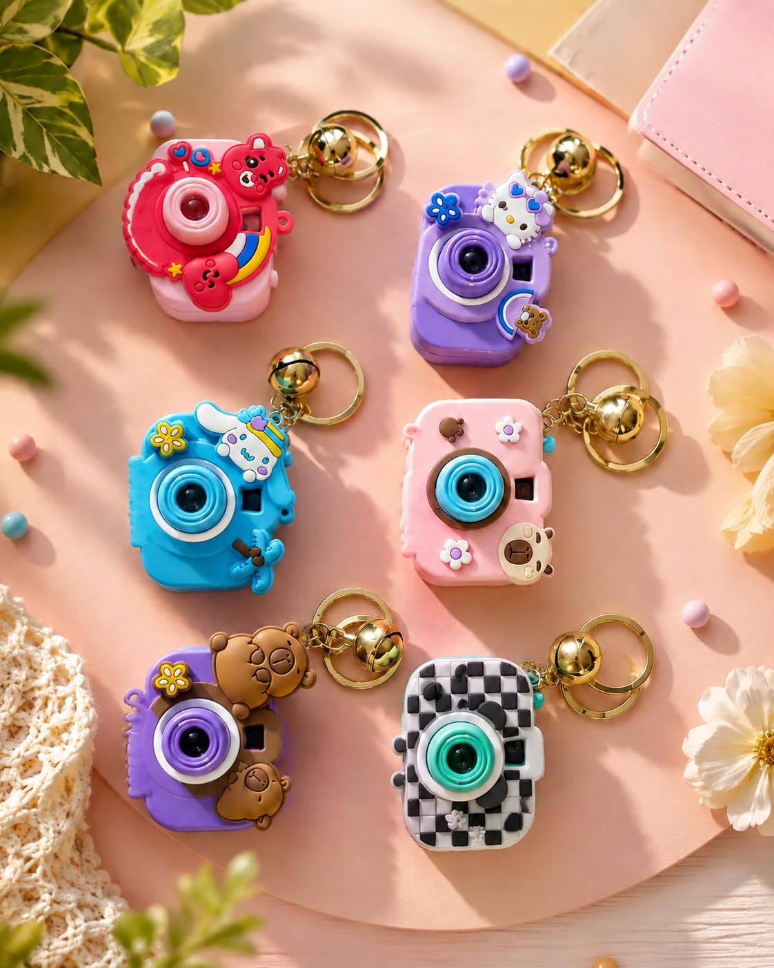 ERBIL Plastic Cute Mini Projector Camera Toy with Bell for Kids and Girls, Kawaii Style Multicolor Design, Light Projection Feature, Fun Cartoon Keychain for Bags, Pouches [ Multicolor ]-image-18