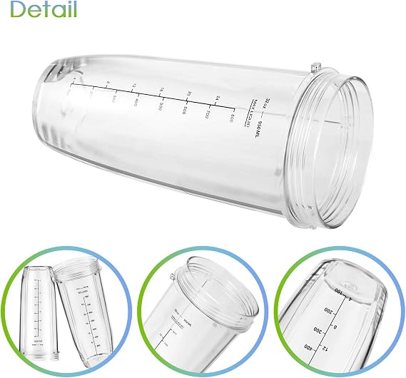 Ninja Blender Cups Replacement 24oz Compatible with Ninja BN401, BL450, BL456, BL480, BL2012, BN751, BN801, SS101, SS151 3 Pack with To-Go Lids
