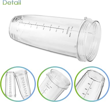 Ninja Blender Cups Replacement 24oz Compatible with Ninja BN401, BL450, BL456, BL480, BL2012, BN751, BN801, SS101, SS151 3 Pack with To-Go Lids