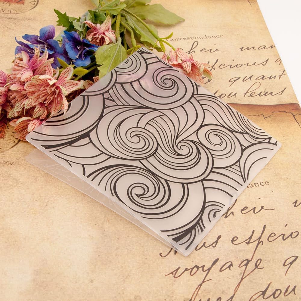 NZJ Spring Basic Wave Background Happy Valentine's Day Plastic Embossing Folders for Card Making Scrapbooking and Other Paper Crafts 15x15cm (Water Wave)