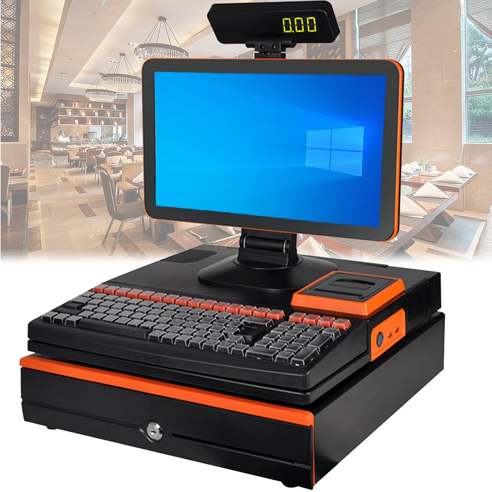 Terminale POS Professionale 15,6", PC Touchscreen Capacitivo,CPU i5, 8 GB, 128 GB, Senza Software, con cassetto portadenaro,Stampante 58 mm, per Commercio e supermercati A