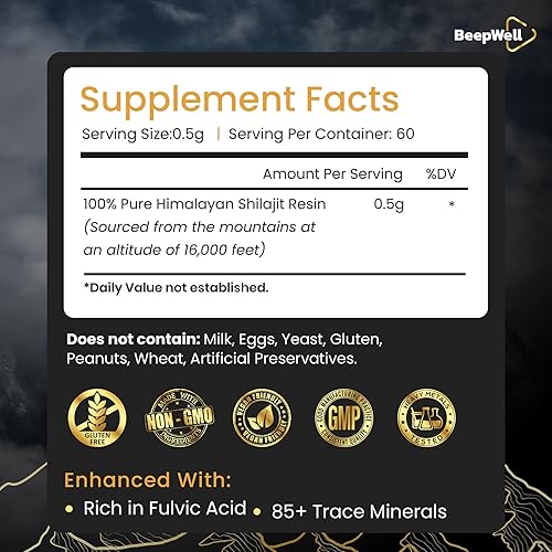 Miniatura 2 de Generic BeepWell Shilajit Resina  Resina natural Shilajit orgánica pura del Himalaya para hombres y mujeres, chilajil 70% ácido fúlvico 85+