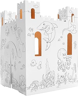 Easy Playhouse Sand Castle - Kids Art & Craft for Indoor & Outdoor Fun, Color, Draw, Doodle – Decorate & Personalize a Cardboard Fort, 32 by 32 by 43. 5 inches Age 3and up