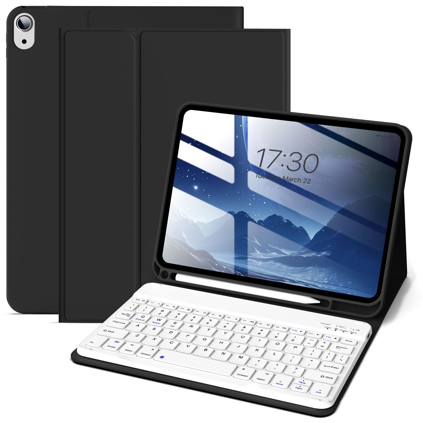 JKSML for iPad 11/10th Generation Case with Keyboard 11-inch A16 2025 10th Gen 10.9 Inch 2022 Wireless Detachable Folio Keyboard Cover Thin & Light
